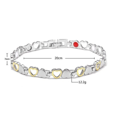 Stylish Magnetic Slimming Bracelet for Men and Women Heart-Shaped Link Steel Chain Jewelry for Weight Loss