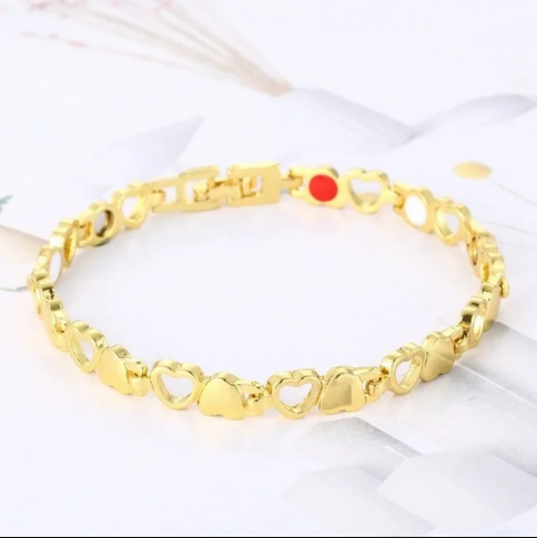 Stylish Magnetic Slimming Bracelet for Men and Women Heart-Shaped Link Steel Chain Jewelry for Weight Loss