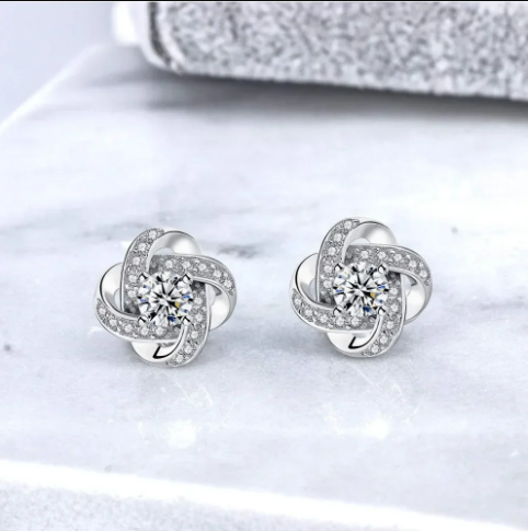 Cubic Zirconia Crystal Geometry Cross Clip On Earrings Non Pierced Jewellery Elegant Stud For Women