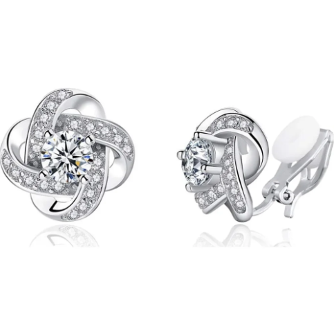 Cubic Zirconia Crystal Geometry Cross Clip On Earrings Non Pierced Jewellery Elegant Stud For Women