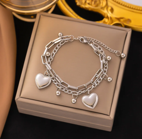 1PC Women's Fashion Trend Multi Layered Steel Ball Bean Love Bracelet Perfect for Travel, Dates, Banquets, Parties, and Festivals  Stylish Gift Idea  Model 2061