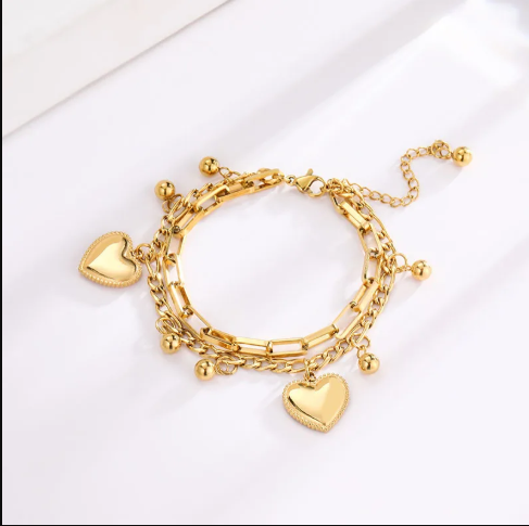 1PC Women's Fashion Trend Multi Layered Steel Ball Bean Love Bracelet Perfect for Travel, Dates, Banquets, Parties, and Festivals  Stylish Gift Idea  Model 2061