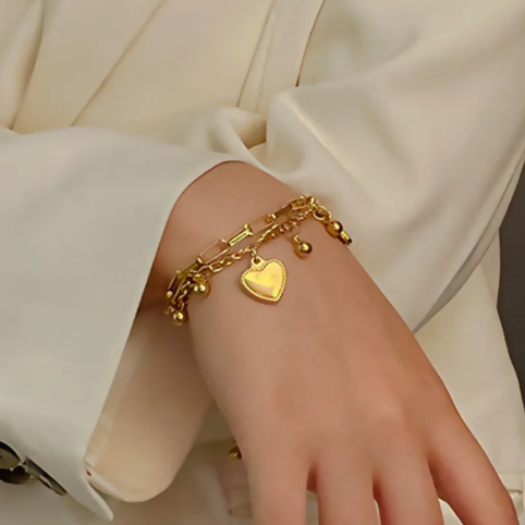 1PC Women's Fashion Trend Multi Layered Steel Ball Bean Love Bracelet Perfect for Travel, Dates, Banquets, Parties, and Festivals  Stylish Gift Idea  Model 2061